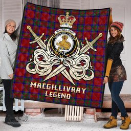ScotsTee Shop Scottish MacGillivray Clan Crest Tartan Quilt The Golden Sword of Courageous Legacy Quilt