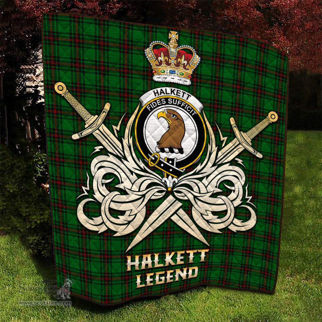 ScotsTee Shop Scottish Halkett Clan Crest Tartan Quilt The Golden Sword of Courageous Legacy Quilt