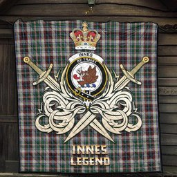 ScotsTee Shop Scottish Innes Dress Clan Crest Tartan Quilt The Golden Sword of Courageous Legacy Quilt
