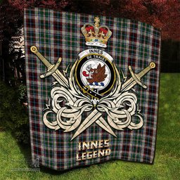 ScotsTee Shop Scottish Innes Dress Clan Crest Tartan Quilt The Golden Sword of Courageous Legacy Quilt