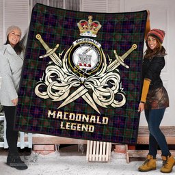 ScotsTee Shop Scottish MacDonald of Clan Ranald Clan Crest Tartan Quilt The Golden Sword of Courageous Legacy Quilt