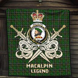 ScotsTee Shop Scottish MacAlpin Modern Clan Crest Tartan Quilt The Golden Sword of Courageous Legacy Quilt