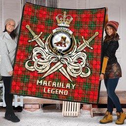 ScotsTee Shop Scottish MacAulay Modern Clan Crest Tartan Quilt The Golden Sword of Courageous Legacy Quilt