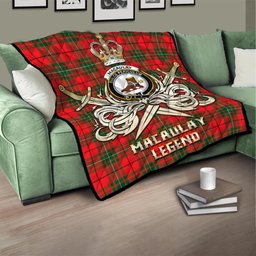 ScotsTee Shop Scottish MacAulay Modern Clan Crest Tartan Quilt The Golden Sword of Courageous Legacy Quilt