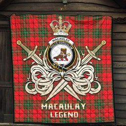 ScotsTee Shop Scottish MacAulay Modern Clan Crest Tartan Quilt The Golden Sword of Courageous Legacy Quilt