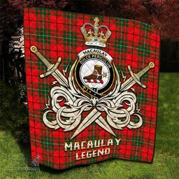 ScotsTee Shop Scottish MacAulay Modern Clan Crest Tartan Quilt The Golden Sword of Courageous Legacy Quilt