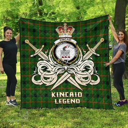 ScotsTee Shop Scottish Kincaid Modern Clan Crest Tartan Quilt The Golden Sword of Courageous Legacy Quilt