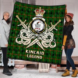 ScotsTee Shop Scottish Kincaid Modern Clan Crest Tartan Quilt The Golden Sword of Courageous Legacy Quilt