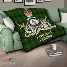 ScotsTee Shop Scottish Kincaid Modern Clan Crest Tartan Quilt The Golden Sword of Courageous Legacy Quilt