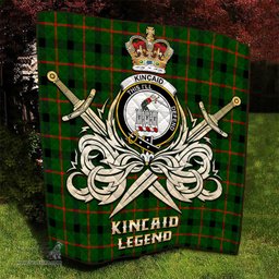 ScotsTee Shop Scottish Kincaid Modern Clan Crest Tartan Quilt The Golden Sword of Courageous Legacy Quilt