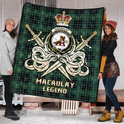 ScotsTee Shop Scottish MacAulay Hunting Ancient Clan Crest Tartan Quilt The Golden Sword of Courageous Legacy Quilt