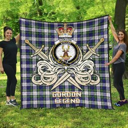 ScotsTee Shop Scottish Gordon Dress Modern Clan Crest Tartan Quilt The Golden Sword of Courageous Legacy Quilt