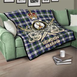 ScotsTee Shop Scottish Gordon Dress Modern Clan Crest Tartan Quilt The Golden Sword of Courageous Legacy Quilt