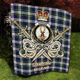 ScotsTee Shop Scottish Gordon Dress Modern Clan Crest Tartan Quilt The Golden Sword of Courageous Legacy Quilt