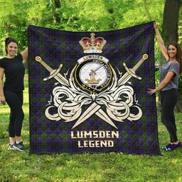 ScotsTee Shop Scottish Lumsden Hunting Clan Crest Tartan Quilt The Golden Sword of Courageous Legacy Quilt