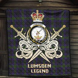 ScotsTee Shop Scottish Lumsden Hunting Clan Crest Tartan Quilt The Golden Sword of Courageous Legacy Quilt