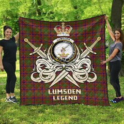 ScotsTee Shop Scottish Lumsden Clan Crest Tartan Quilt The Golden Sword of Courageous Legacy Quilt