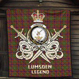 ScotsTee Shop Scottish Lumsden Clan Crest Tartan Quilt The Golden Sword of Courageous Legacy Quilt