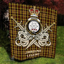 ScotsTee Shop Scottish Jardine Clan Crest Tartan Quilt The Golden Sword of Courageous Legacy Quilt