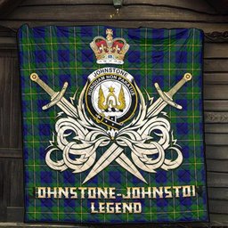 ScotsTee Shop Scottish Johnstone-Johnston Modern Clan Crest Tartan Quilt The Golden Sword of Courageous Legacy Quilt