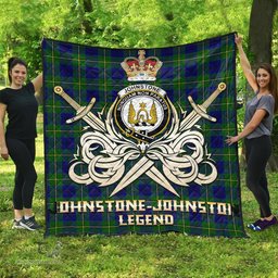 ScotsTee Shop Scottish Johnstone-Johnston Modern Clan Crest Tartan Quilt The Golden Sword of Courageous Legacy Quilt