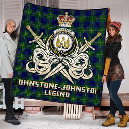 ScotsTee Shop Scottish Johnstone-Johnston Modern Clan Crest Tartan Quilt The Golden Sword of Courageous Legacy Quilt