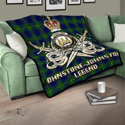 ScotsTee Shop Scottish Johnstone-Johnston Modern Clan Crest Tartan Quilt The Golden Sword of Courageous Legacy Quilt