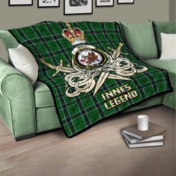 ScotsTee Shop Scottish Innes Hunting Clan Crest Tartan Quilt The Golden Sword of Courageous Legacy Quilt