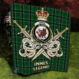 ScotsTee Shop Scottish Innes Hunting Clan Crest Tartan Quilt The Golden Sword of Courageous Legacy Quilt
