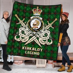 ScotsTee Shop Scottish Kirkaldy Clan Crest Tartan Quilt The Golden Sword of Courageous Legacy Quilt