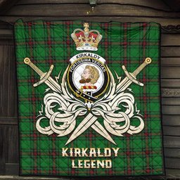 ScotsTee Shop Scottish Kirkaldy Clan Crest Tartan Quilt The Golden Sword of Courageous Legacy Quilt