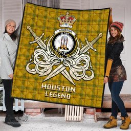 ScotsTee Shop Scottish Houston Clan Crest Tartan Quilt The Golden Sword of Courageous Legacy Quilt