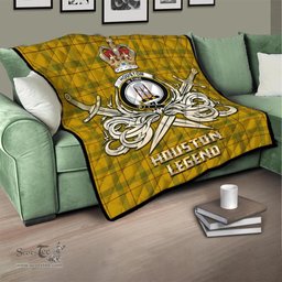 ScotsTee Shop Scottish Houston Clan Crest Tartan Quilt The Golden Sword of Courageous Legacy Quilt