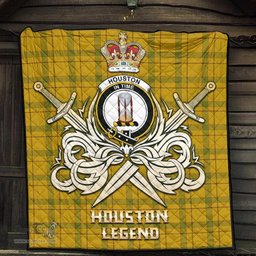 ScotsTee Shop Scottish Houston Clan Crest Tartan Quilt The Golden Sword of Courageous Legacy Quilt