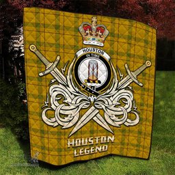 ScotsTee Shop Scottish Houston Clan Crest Tartan Quilt The Golden Sword of Courageous Legacy Quilt