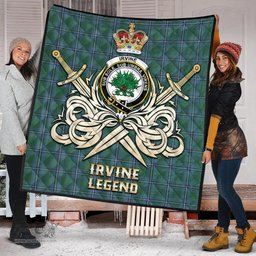 ScotsTee Shop Scottish Irvine of Drum Clan Crest Tartan Quilt The Golden Sword of Courageous Legacy Quilt