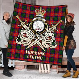 ScotsTee Shop Scottish Hopkirk Clan Crest Tartan Quilt The Golden Sword of Courageous Legacy Quilt