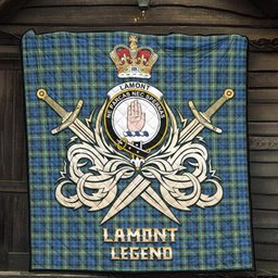 ScotsTee Shop Scottish Lamont Ancient Clan Crest Tartan Quilt The Golden Sword of Courageous Legacy Quilt
