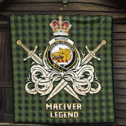 ScotsTee Shop Scottish MacIver Hunting Clan Crest Tartan Quilt The Golden Sword of Courageous Legacy Quilt