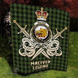 ScotsTee Shop Scottish MacIver Hunting Clan Crest Tartan Quilt The Golden Sword of Courageous Legacy Quilt