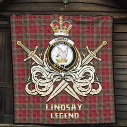 ScotsTee Shop Scottish Lindsay Weathered Clan Crest Tartan Quilt The Golden Sword of Courageous Legacy Quilt