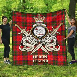 ScotsTee Shop Scottish Heron Clan Crest Tartan Quilt The Golden Sword of Courageous Legacy Quilt