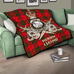ScotsTee Shop Scottish Heron Clan Crest Tartan Quilt The Golden Sword of Courageous Legacy Quilt