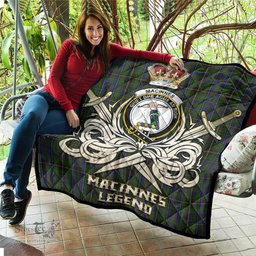 ScotsTee Shop Scottish MacInnes Clan Crest Tartan Quilt The Golden Sword of Courageous Legacy Quilt
