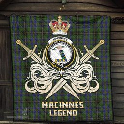 ScotsTee Shop Scottish MacInnes Clan Crest Tartan Quilt The Golden Sword of Courageous Legacy Quilt