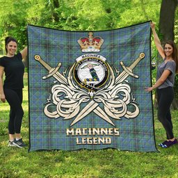 ScotsTee Shop Scottish MacInnes Ancient Clan Crest Tartan Quilt The Golden Sword of Courageous Legacy Quilt