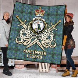 ScotsTee Shop Scottish MacInnes Ancient Clan Crest Tartan Quilt The Golden Sword of Courageous Legacy Quilt