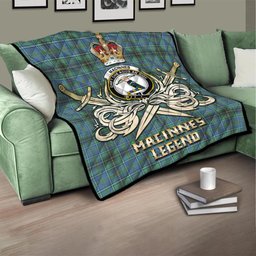 ScotsTee Shop Scottish MacInnes Ancient Clan Crest Tartan Quilt The Golden Sword of Courageous Legacy Quilt