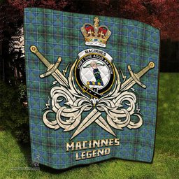ScotsTee Shop Scottish MacInnes Ancient Clan Crest Tartan Quilt The Golden Sword of Courageous Legacy Quilt