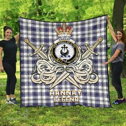 ScotsTee Shop Scottish Hannay Modern Clan Crest Tartan Quilt The Golden Sword of Courageous Legacy Quilt